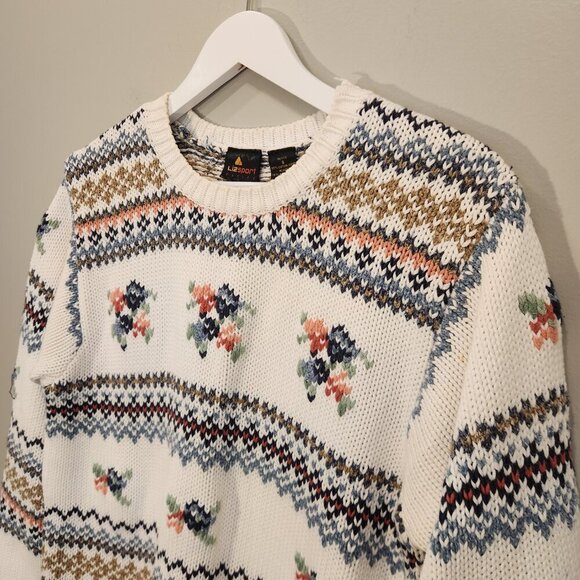 Liz Sport Tunic Sweater 90's Vintage Floral Embroidery Cottagecore - Size PS - Picture 3 of 7